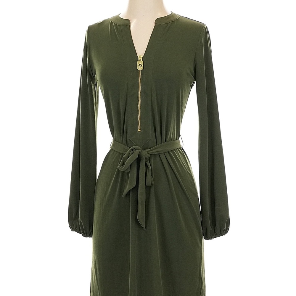 MICHAEL Michael Kors Green Long Sleeve Zipper Dress